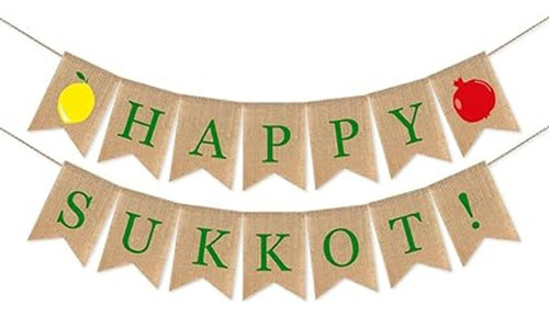 Swyoun Arpillera Feliz Sukkot Banner Sukkah Party Garland