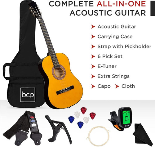 Guitarra Acústica Para Principiantes Con Accesorios 38in Na
