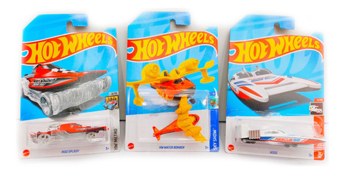 Hot Wheels Paquete De 3 Carritos Lanchas Y Avión