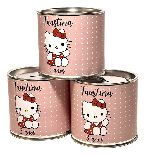 Souvenir Alcancia Personalizada Desmontable X 10  Kitty Rosa