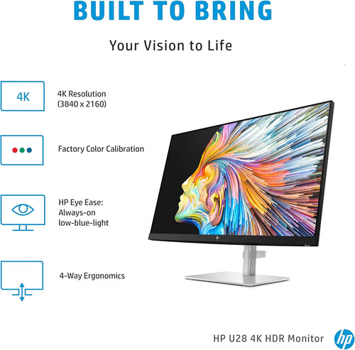 Hp U28 4k Hdr - Monitor De Computadora Para Creadores De Con