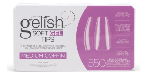 Tips Medium Coffin Soft Gel Caja 550 Piezas By Gelish