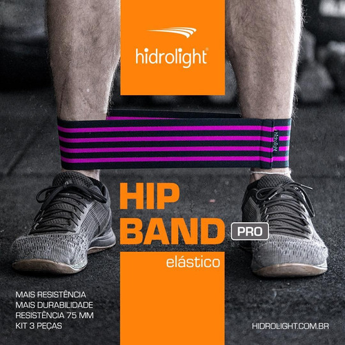 Imagem 2 de 6 de Hip Band Elástico Pro Kit C/ 3 Extensor Fitness Ginástica