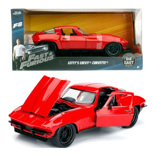 Letty's Chevy Corvette 1966 Rojo Rapido Y Furioso 1:24 Jada