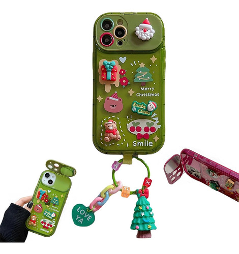 Funda Abatible Con Colgante De Árbol De Navidad Para iPhone