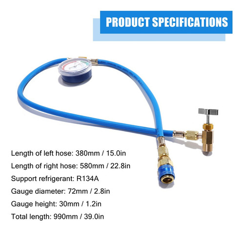Manguera De Refrigerante Auto Car R134a Ac Recarga Kit Acond