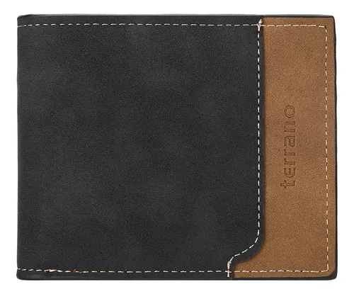 Billetera Caballero Con Vista Monedero Terrano Negro Liso