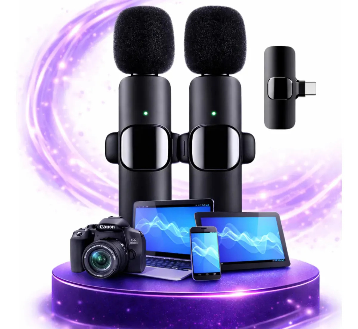 Microfone Lapela Wireless Bluetooth Maxnova Android USB Tipo C Recarregável