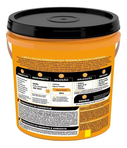 Tinta Emborrachada Impermeabilizante Fosco 3,6l Cor Cinza-escuro