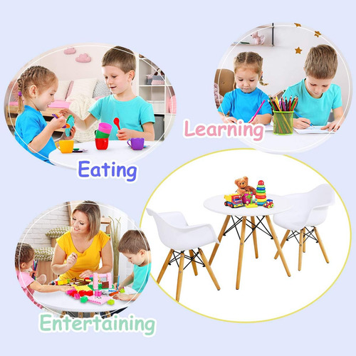 Juego De Mesa Y 2 Sillas Para Niños Estilo Moderno