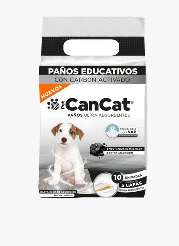 Imagen 2 de 7 de Paños De Entrenamiento Para Perros 10u. Black Cancat Pet