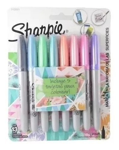 8 Plumones Marcador Permanente Sharpie Colores Pasteles