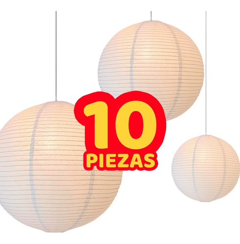 10 Lampara China Linterna Pantalla Blanca 35cm Boda Fh3