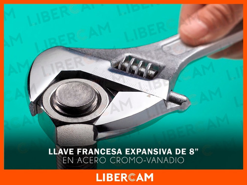 Imagen 9 de 10 de Llave Ajustable Francesa 8 Pulgadas 200mm Mango Goma