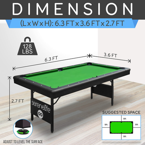 Mesa De Billar Plegable De 6 Pies Con Marco De Acero Y Segur