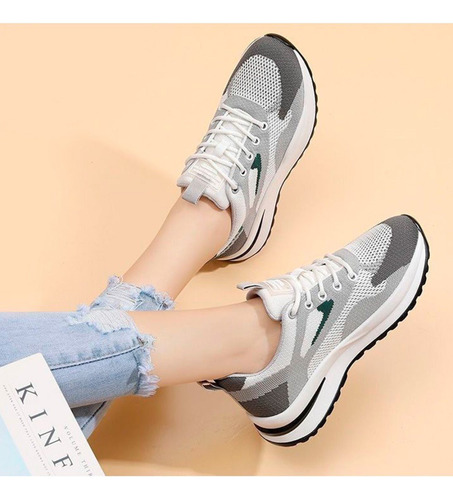 Tenis Mujer Plataforma Moda Urbana Casuales Cómodos Denali Skyrun Tallas 2-6 Mx Dama Deportivo