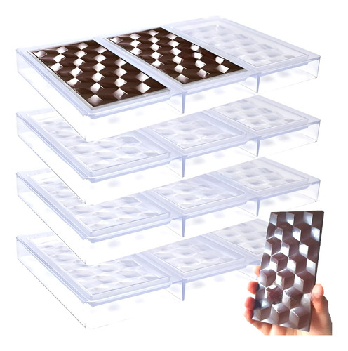 X4 Moldes Policarbonato Molde De Chocolate Barra Diamante 3d