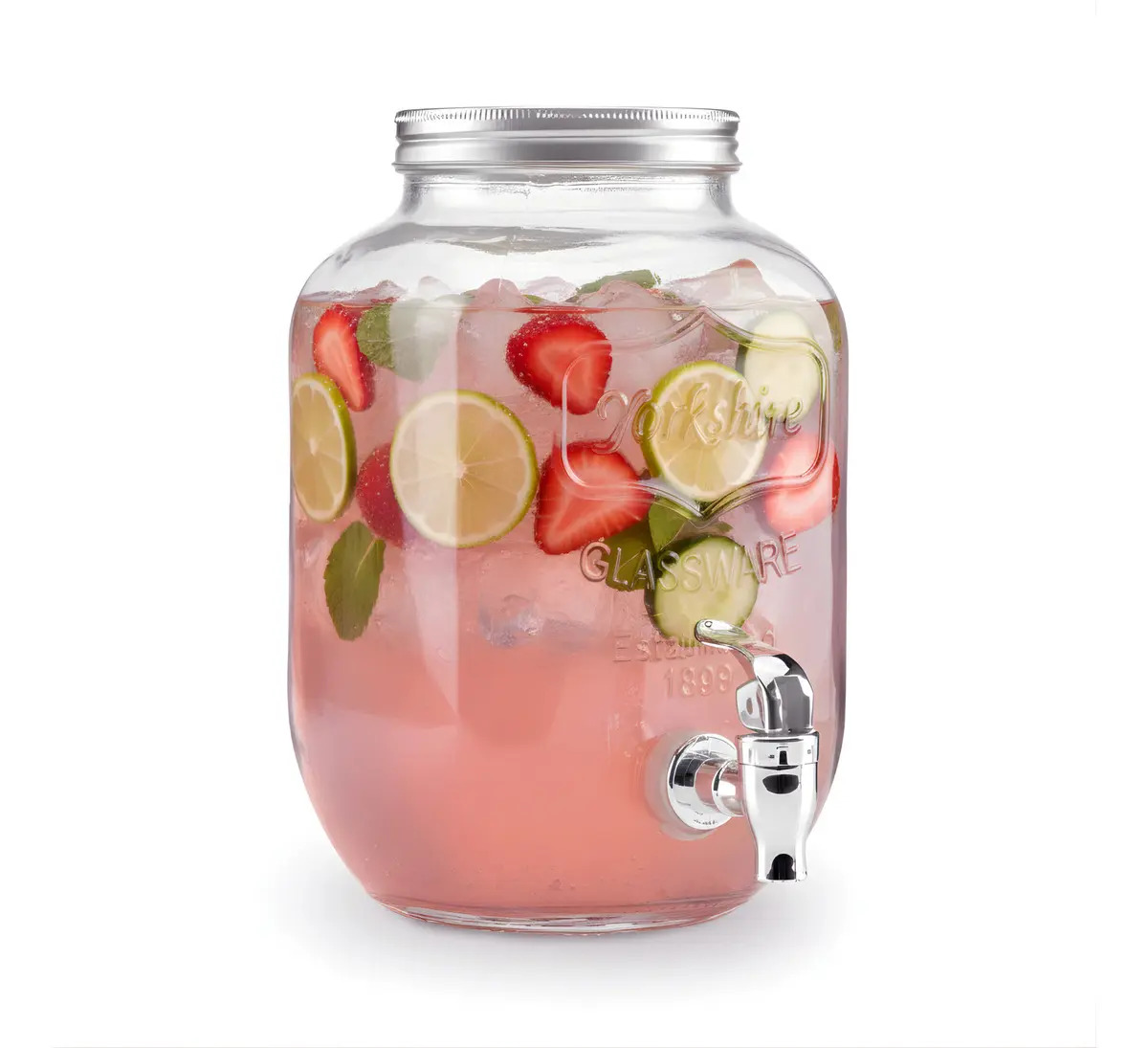 Vitrolero Vidrio 4L Dispensador Llave Hermética Kingshouse Aguas Frescas Jugo Té