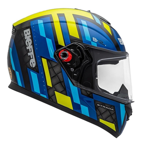 Capacete Moto Bieffe Helmets B12 Strada Preto Azul N58
