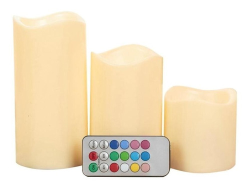 Pack 3 Velas Led Con Control Remoto Rgb A Pilas Decoracion