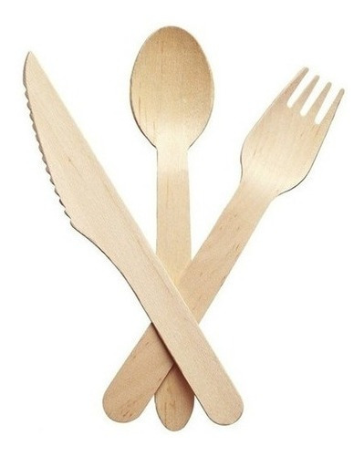 Cubiertos De Madera Ecológico Cuchara Tenedor Cuchillo 12pc