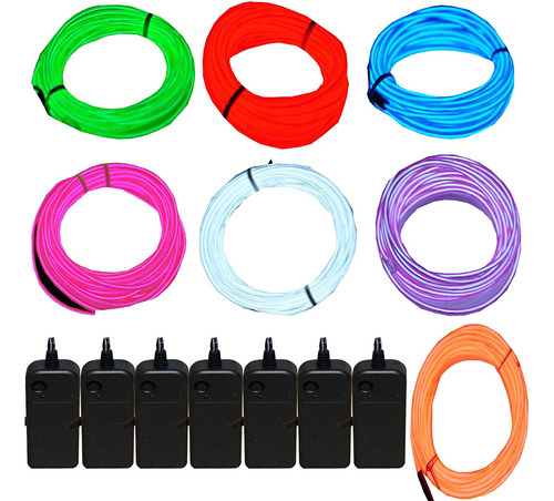 Paquete De 7 Cables Iluminados Con Luz De Neon El Wire De J