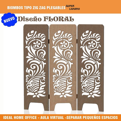 Imagen 2 de 9 de Biombo Decorativo Separador De Ambientes Calado En Madera
