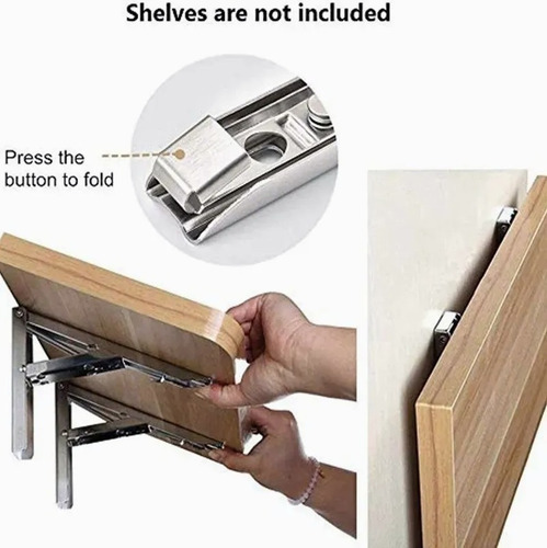 Imagen 4 de 10 de Set 2 Escuadras Abatibles Metálicas Para Repisa De 40cm
