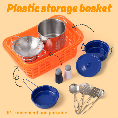 Set Accesorios Cocina Juguete Niños Utensilios Acero Inox. C Color