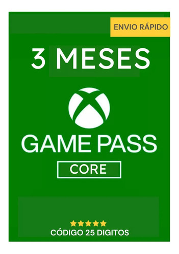 Xbox Game Pass Core 3 Meses Código Original 25 Dígitos