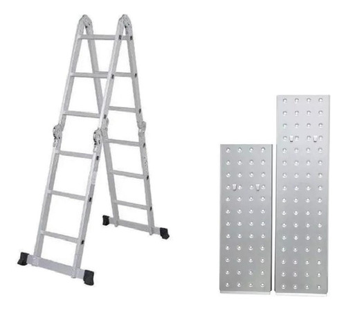 Escada De Aluminio 12 Degraus Multifuncional + Plataforma