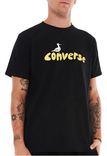 Remera Converse Seagull Negro Amarillo Hombre