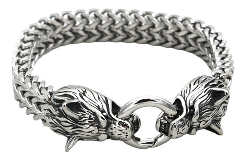 Pulsera Vikinga Con Diseño De Cabeza De Lobo Para Hombre