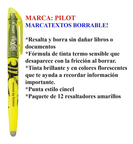 Marcatextos Fxl 46502 Borrable Pilot 12 Pzas Envio Gratis