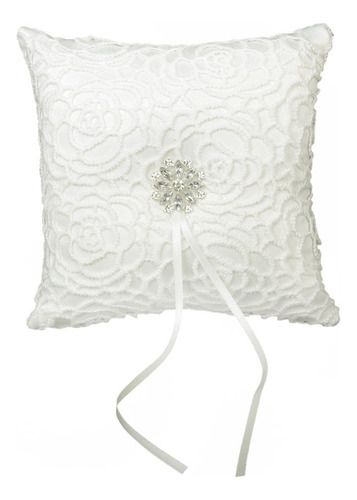 Elegante Almohada De Satén Blanco Para Ceremonia De Boda