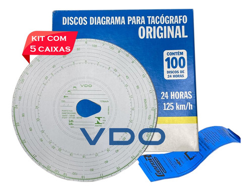 Disco Tacografo Diario 125km Vdo 5 Caixa 500 Dias