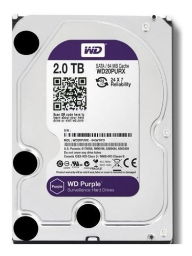 Hd 2tb Sistema De Segurança Cftv 5400rpm 64mb Wd Purple