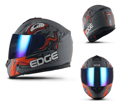 Casco Integral De Moto Casco Edge Swift Certificado Dot Ece Color Naranja Tamaño del casco Talla L