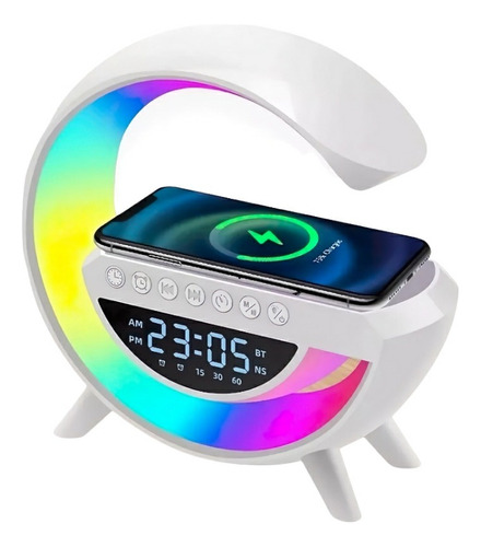  Cargador Inalambrico 3 En 1 Parlante Luz Rgb Con Reloj