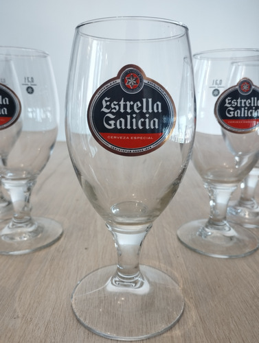 Set 6 Copas Cerveza Estrella Galicia Importadas Blanco (Usado)