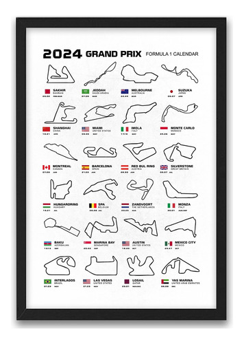 Cuadro Circuito 2023 Formula 1 51x36 Madera Vidrio Poster F1