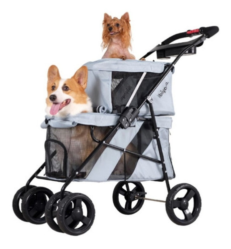 Coche Doble Carrito Decker Pet Bus Ibiyaya Perros Gatos 21kg