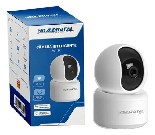 Câmera Inteligente Wifi Novadigital HD 1080p Onvif App Tuya Smart Life Alexa Google 110V 220V CS-355A Branca