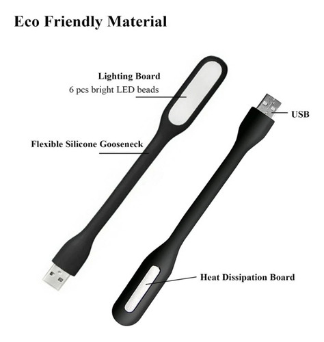 Pack 2 Lámpara Portatil Luz Led Flexible Usb Notebook