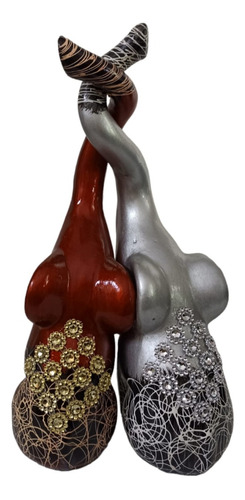 Figura Decorativa De Elefantes En Ceramica Abundancia 38 Cm