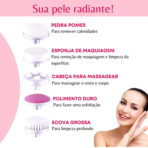 Cepillo de limpieza facial con 5 accesorios que limpia los poros y elimina la marca