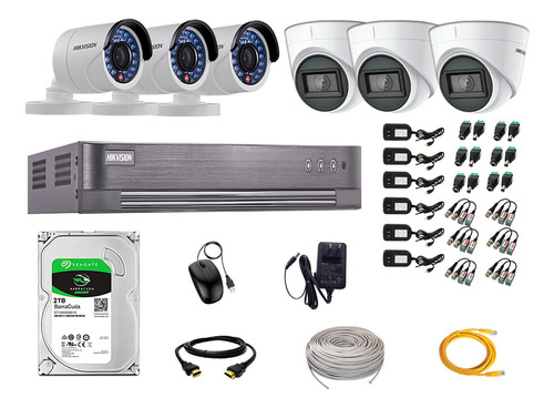 Kit 6 Cámaras De Seguridad Full Hd Hikvision 3 Camaras Audio