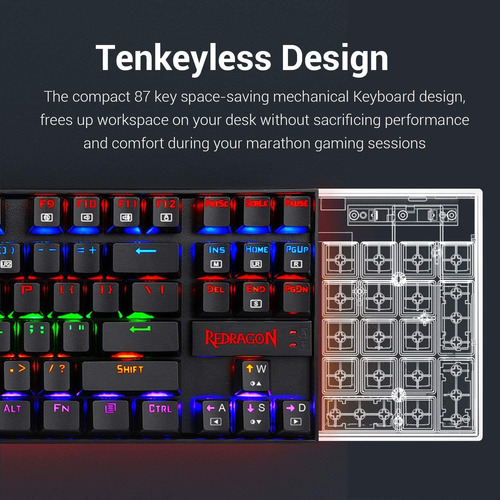 Teclado Gamer Redragon Kumara K552 Rgb Sw Red Español