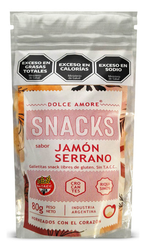 Snacks Galletitas De Jamón Serrano Dolce Amore Bolsa X80g