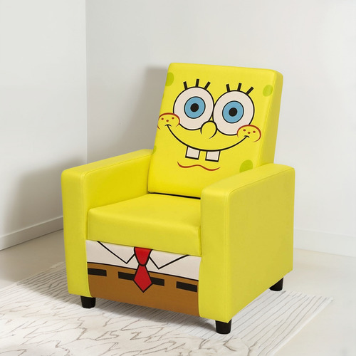 Sillón Para Niños Tapizada Con Respaldo Alto, Bob Esponja